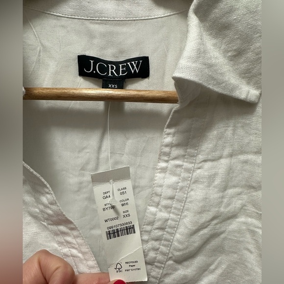 NWT! J. Crew Bungalow Linen Popover Dress V-Neck. XXS #BY799 - Picture 4 of 6
